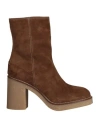 Furla Woman Ankle Boots Brown Size 11 Soft Leather In Brown