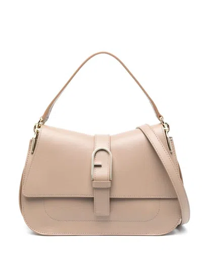Furla Flow Medium Flap Top-handle Bag In Neutral