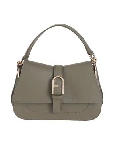 Furla Flow Mini Top Handle Woman Handbag Military Green Size - Calfskin In Brown