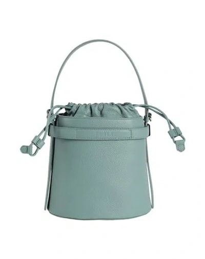 Furla Giove Mini Bucket Bag Woman Shoulder Bag Sage Green Size - Leather In Metallic