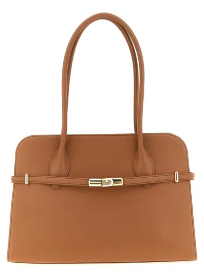 Furla Goccia Dome L Shoulder Bag In Brown