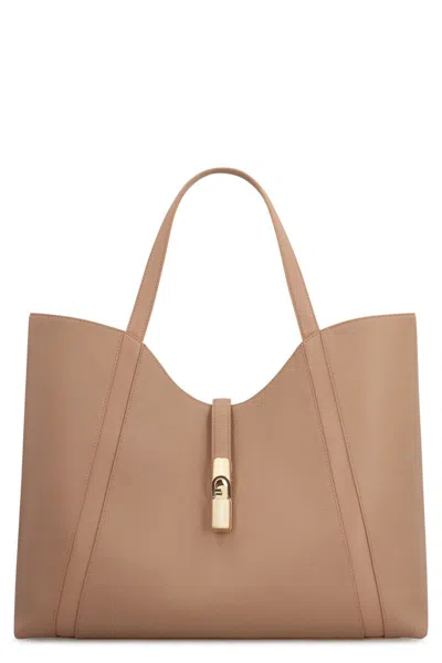 Furla Goccia Leather Shoulder Bag In Brown