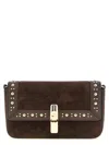 Furla Dark Brown Iride S Rectangular Suede Shoulder Bag In Brown