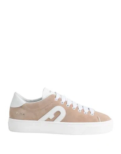 Furla Joy Lace-up Sneaker T.20 Woman Sneakers Sand Size 8 Leather In Beige