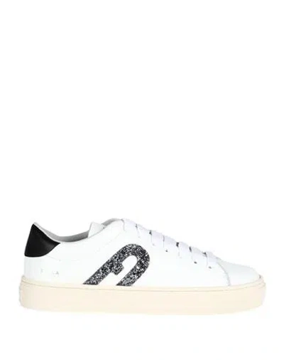 Furla Joy Lace-up Sneaker T.20 Woman Sneakers White Size 10 Calfskin, Polyurethane, Polyamide