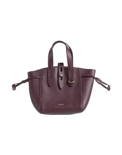 Furla Net Mini Tote Woman Handbag Plum Size - Soft Leather In Purple