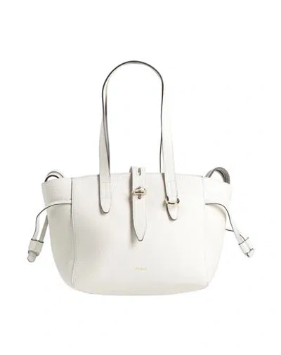 Furla Net S Tote 24 Woman Handbag Off White Size - Calfskin