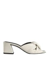Furla Piuma Mule Sandal T.60 Woman Sandals Light Grey Size 7 Ovine Leather