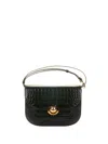 Furla Crocodile-embossed Half-moon Shoulder Bag In Black
