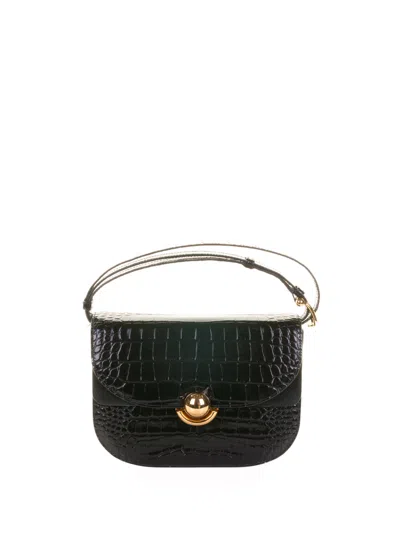 FURLA FURLA FURLA SFERA S BLACK CROCODILE-PRINT LEATHER SHOULDER BAG