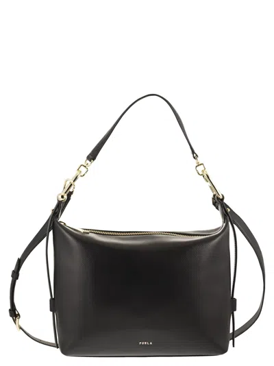 Furla Tonie Grained Leather Shoulder Bag By With Removable Handle And Strap In Purple