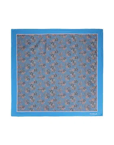 Furla Tortona Carre' 90x90 Woman Scarf Azure Size - Silk In Blue