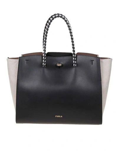 Furla Genesi Logo Printed Large Tote Bag In Black