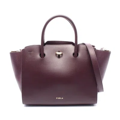 Furla Genesi M Leather Handbag Purple