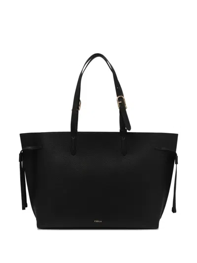 Furla Giove Leather Tote Bag In Black