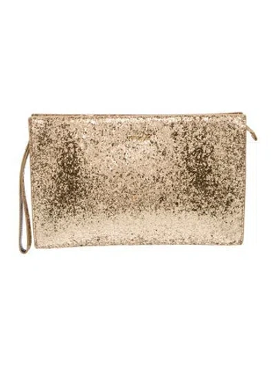 Pre-owned Furla Glitter Clutch In Neutrals
