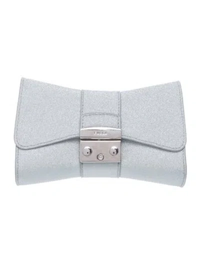 Pre-owned Furla Glitter Clutch In Silver