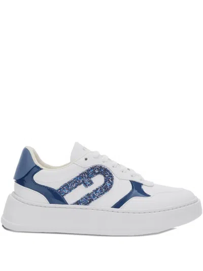 Furla Glitter-logo Platform Sneakers In White