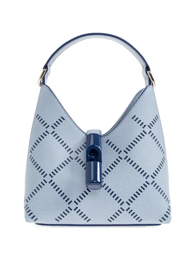 Furla Goccia Cut-out Leather Small Tote Bag In Blue