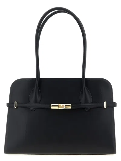 Furla Top Handle Shoulder Bag With Metal Hardware In Black