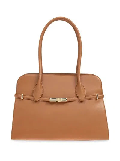 Furla Goccia Large Dome Bag In Brown