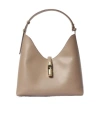 Furla Goccia M Leather Shoulder Bag In Neutral