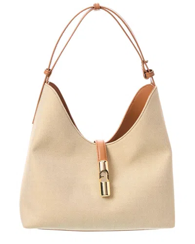 Furla Goccia Medium Leather-trim Hobo Bag In Color Carne Y Neutral