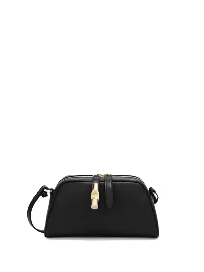 Furla Goccia Mini Black Leather Shoulder Bag In Nero