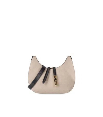 Furla Goccia S Natural Black Shoulder Bag In Neutrals