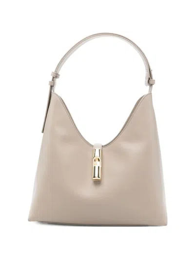 Furla " Goccia" Sidney Calf Leather Medium Hobo Bag In Sand