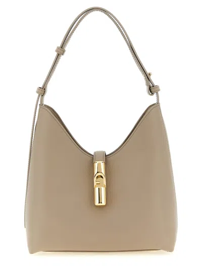 Furla Goccia Small Shoulder Bag In Gray