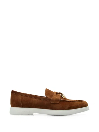 Furla Goccia Suede Loafers In Brown