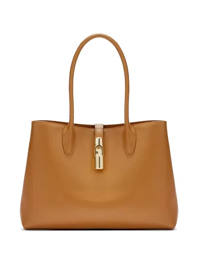 Furla Goccia Tote Bag In Brown