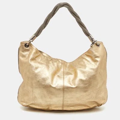 Pre-owned Furla Gold Leather Rope Chain Handle Hobo