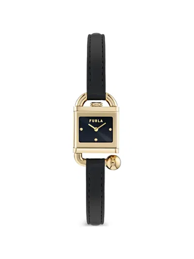 Furla Gold-tone Case 20mm Watch In Black