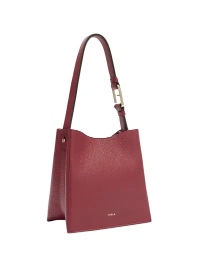 Furla Grained Handle Tote Bag In Red