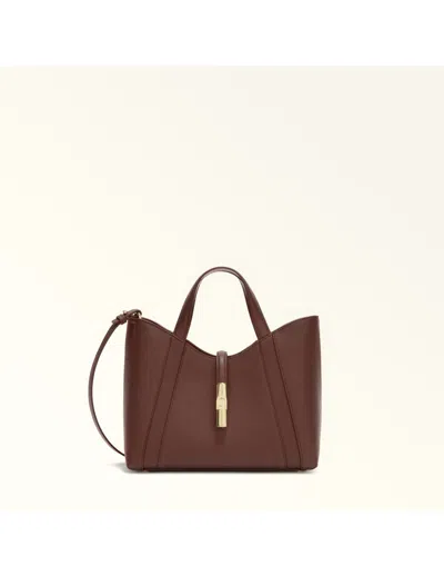 Furla Grained Leather Handbag In Brown