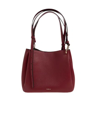 Furla Grained Leather Shoulder Bag In Brown