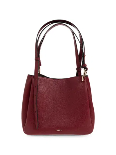 Furla Grained Leather Shoulder Bag In Black