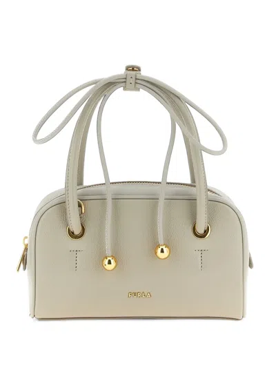 Furla Grained Leather Tote Bag In White