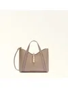 Furla Structured Shoulder Bag With Crossbody Strap And Top Handle In Nude