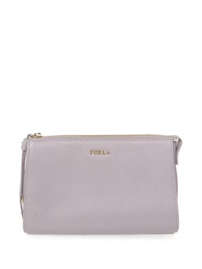 Pre-owned Furla Grained-leather Clutch Bag In Purple