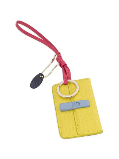Furla Grained-leather Mirror Keyring In Yellow