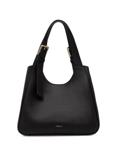 Furla Grained-leather Tote Bag In Black