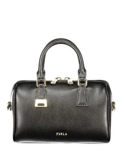 Furla Grainy Leather Tote Bag In Black