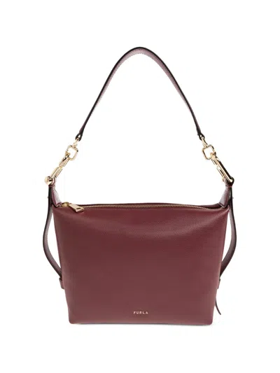 Furla Grainy Leather Tote Bag In Burgundy