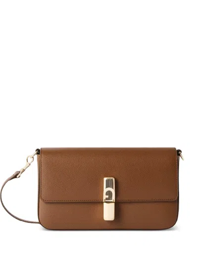 Furla Grainy-leather Crossbody Bag In Brown