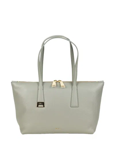 Furla Grainy-leather Tote Bag In Green