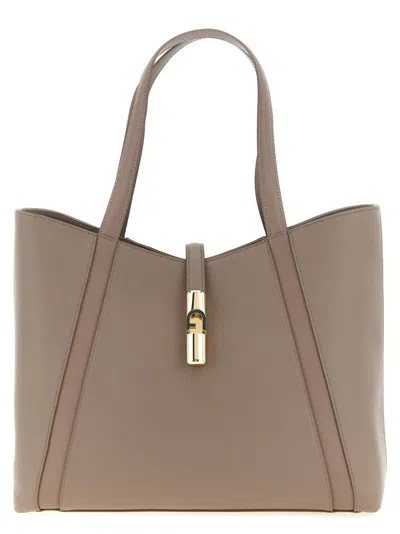Furla Grey Goccia Large Tote In Gray