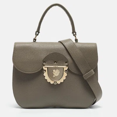 Pre-owned Furla Grey Leather Ducale Top Handle Bag